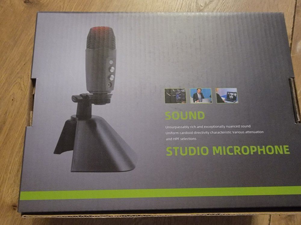 This appears to be a Studio Condenser Microphone Kit, often marketed under various brand names like ZealSound, Ymiko, or generic "Studio Microphone" labels found on Amazon and eBay. It is a USB-powered microphone designed for home recording, podcasting, a